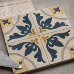 Carreau de ciment veritable authentique, échantillon 20×20 cm et pose