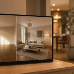 Home staging virtuel : salon vide avec meubles 3D (avant/après)