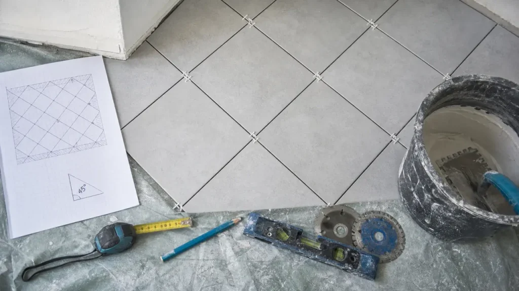 Pose de carrelage en diagonale : 45 degrés, calepinage et coupes périphériques