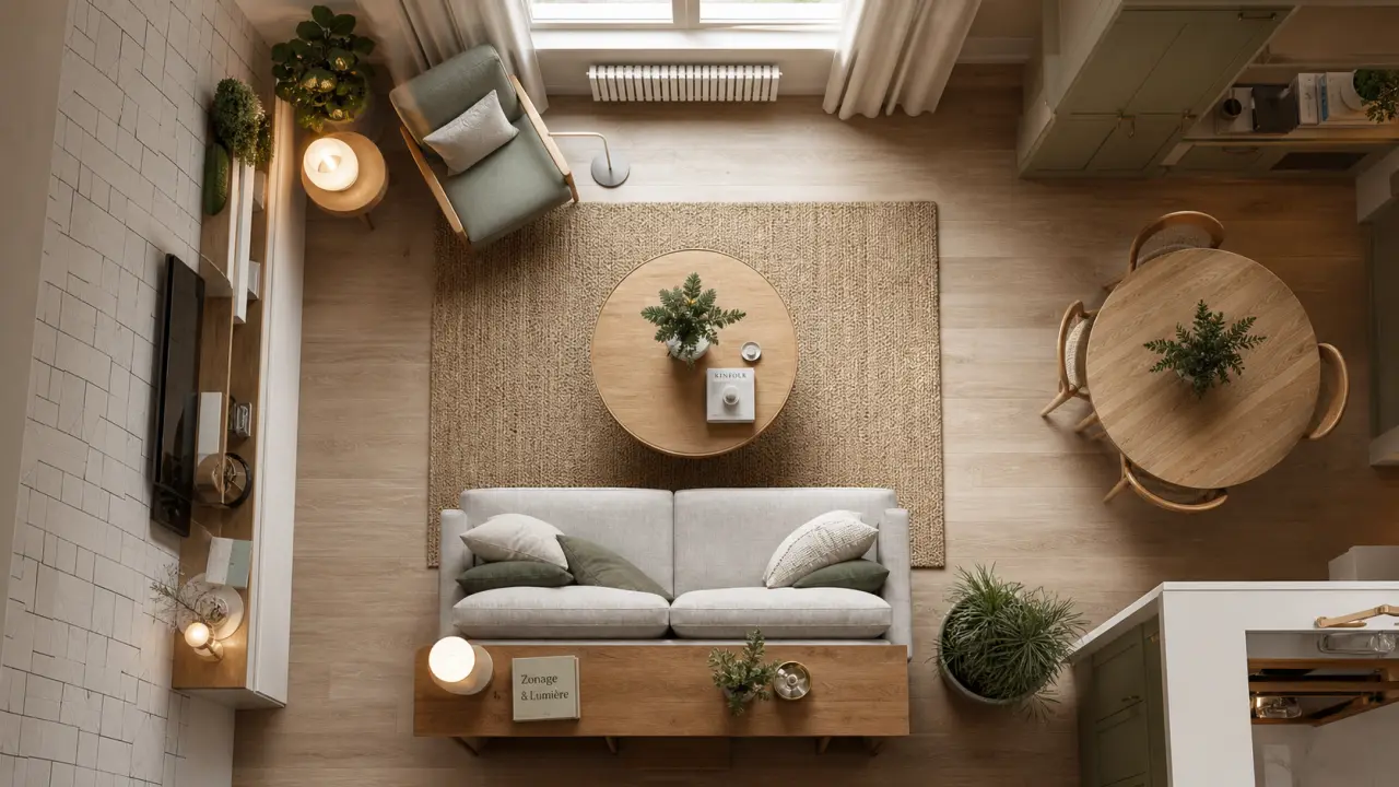 Salon et salle à manger dans la même pièce : délimiter avec tapis et lumière