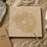 Vitrifier le carrelage : test goutte sur carrelage ancien, flacon et rouleau vernis