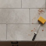 Carrelage plan de travail joints 2 mm, grès cérame à nettoyer