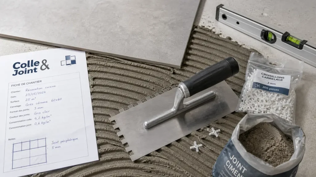 Colle et joint pour carrelage : choisir le bon duo selon support, pièce et format