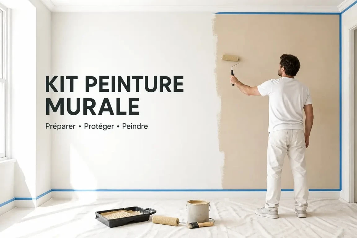 Utilisation d’un kit peinture murale pour protéger les bords et peindre un mur