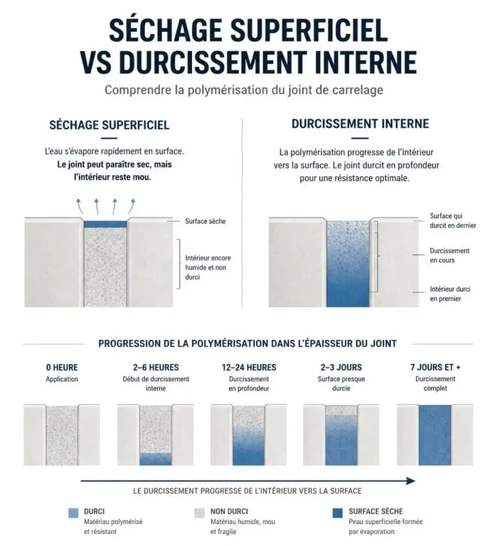 Schéma du processus de durcissement interne du joint de carrelage