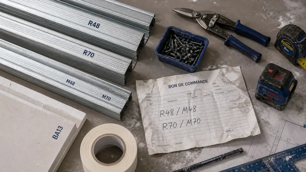 Rail pour placo R48 ou R70 : choisir la bonne largeur sans se tromper de montants