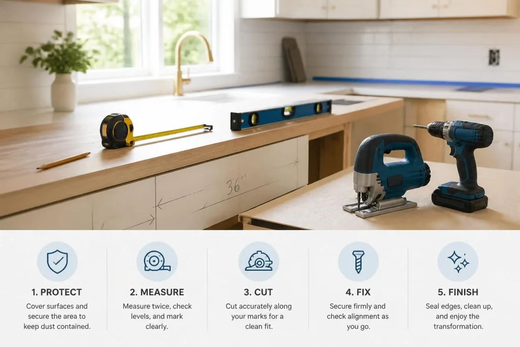 Rénover sa cuisine sans erreur : mesurer, découper, fixer et finir avec les bons outils