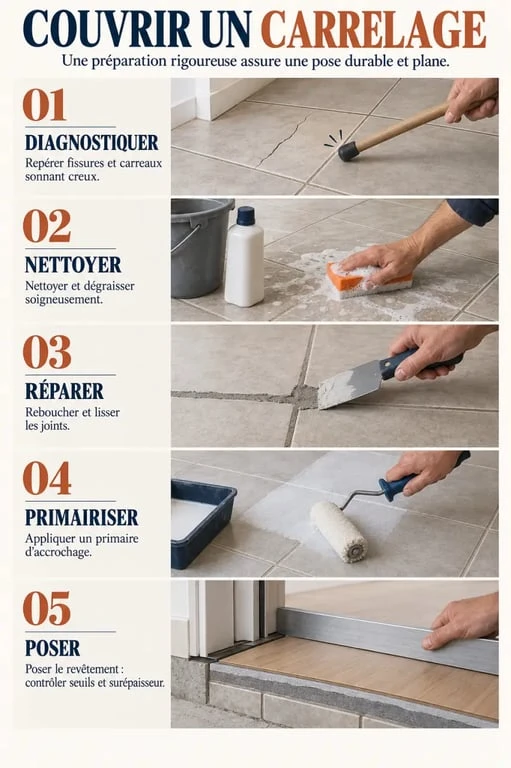 Étapes de préparation avant de couvrir du carrelage