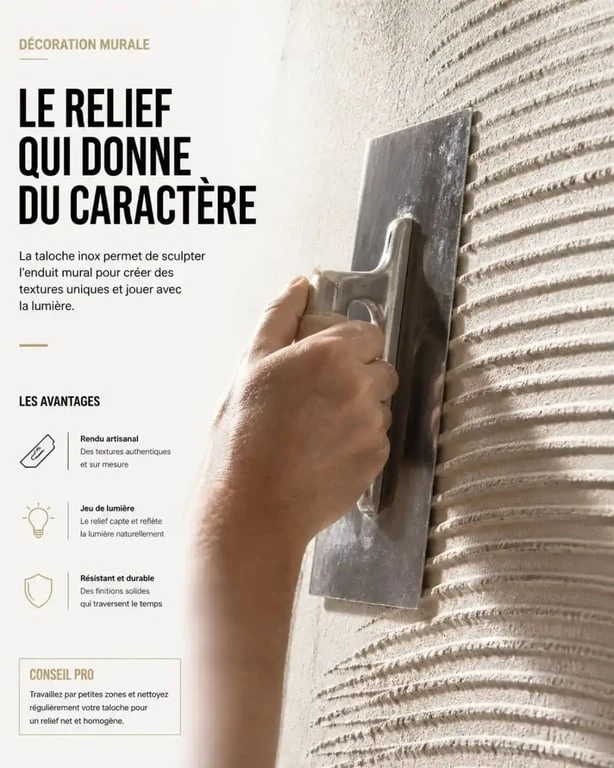 Technique d'application de peinture relief murale à la taloche