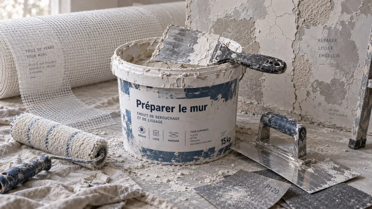 Enduit fibre de verre : cloques et fissures sur mur