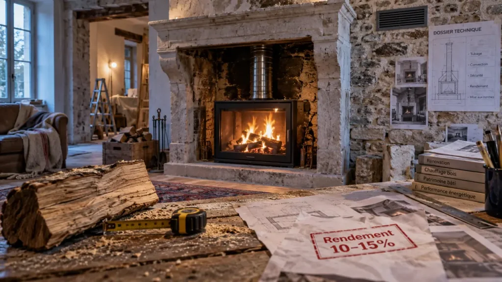 Cheminée ancienne à foyer ouvert : conserver le charme sans perdre chaleur et bois