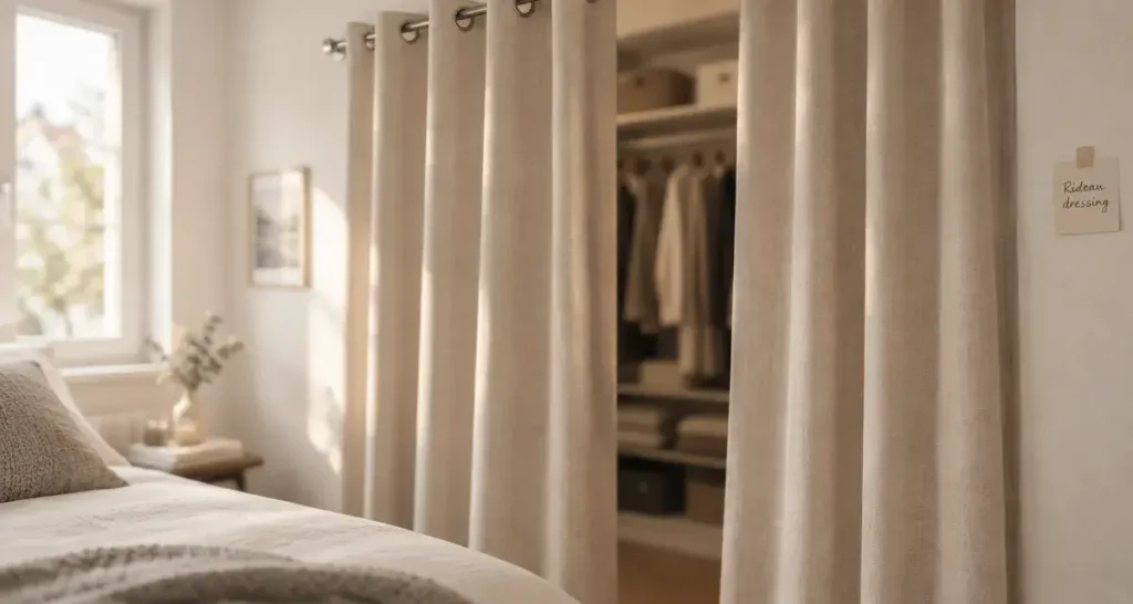 Rideau sur dressing : cachez vos vêtements sans perdre de place