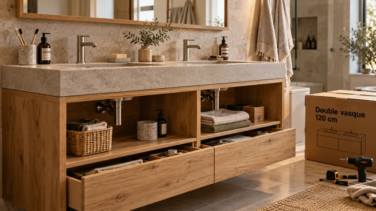 Salle de bain vasque double : meuble double vasque 120 cm