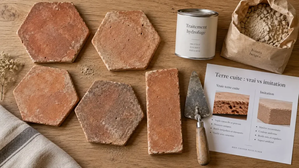 Terre cuite au sol : évitez l’erreur de porosité en cuisine et dans la salle de bain